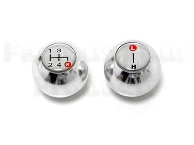 FF000835 - Polished Aluminium Gear & Transfer Knob Set - Land Rover 90/110 & Defender