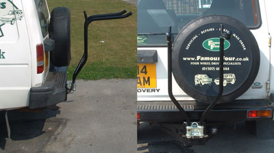 4 cycle Bike Rack - Clamp-on mounting over towball - Land Rover Discovery 1995-98 Models - Towing