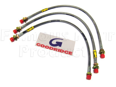 Braided Brake Hose Kit - EXTENDED - Land Rover 90/110 and Defender - Brake Hydraulic Parts