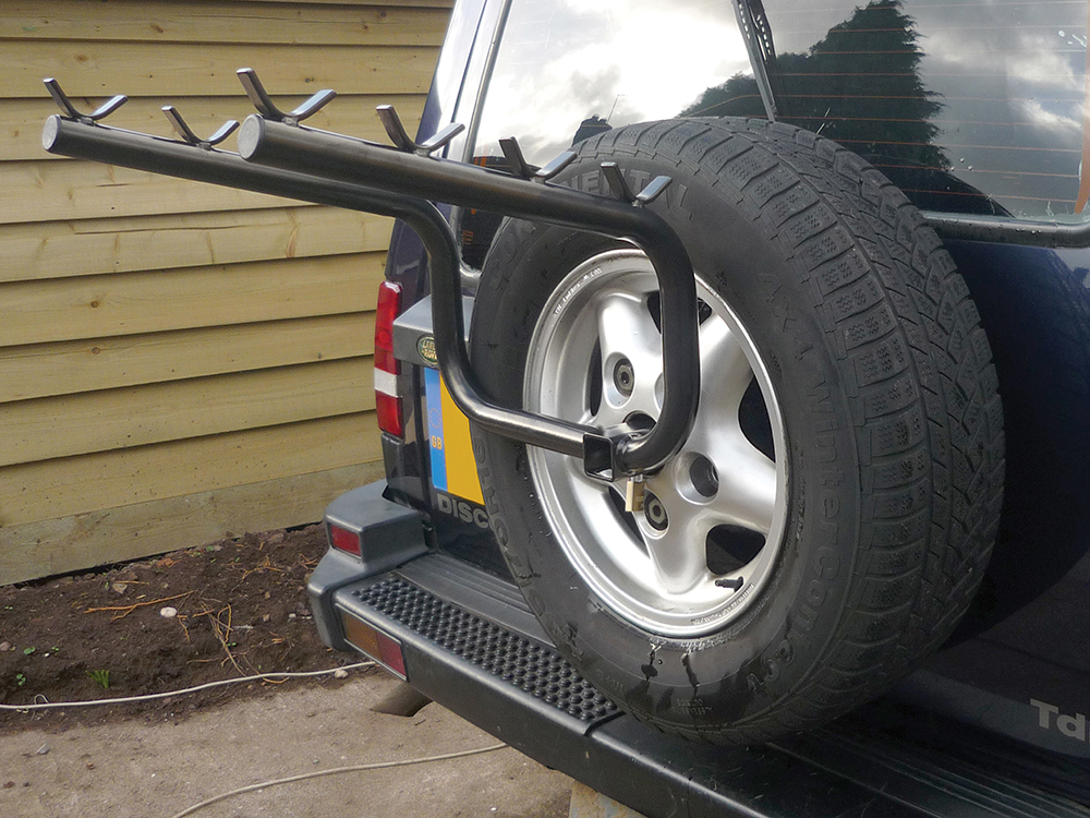 spare wheel mounted bike rack