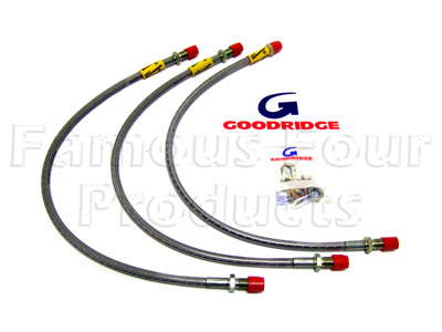 FF006144 - 3-Hose Braided Brake Flexi-Hose Kit - Land Rover Series IIA/III