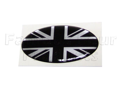 FF006344 - Badge UNION JACK - Oval - Silver and Black - Land Rover Discovery 3