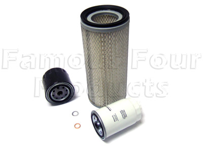 FF006540 - Service Filter Kit - Oil Air Fuel Filters with Drain Plug Washer - Land Rover 90/110 & Defender