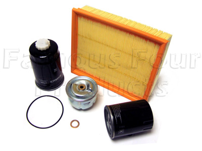 Service Filter Kit - Oil Air Fuel Filters with Drain Plug Washer - Land Rover 90/110 & Defender (L316) - General Service Parts