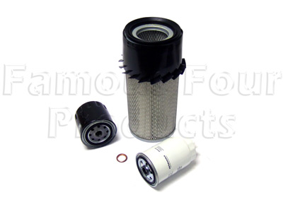 Service Filter Kit - Oil Air Fuel Filters with Drain Plug Washer - Land Rover 90/110 and Defender - General Service Parts