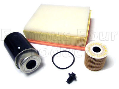 Service Filter Kit - Oil Air Fuel Filters with Drain Plug - Land Rover 90/110 & Defender (L316) - 2.4 Puma Diesel Engine