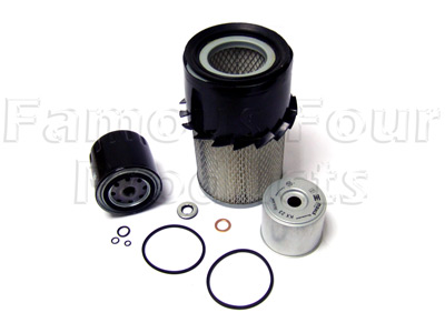 Service Filter Kit - Oil, Air & Fuel Filters with Drain Plug Washer - Land Rover 90/110 & Defender (L316) - 2.5 Turbo Diesel Engine