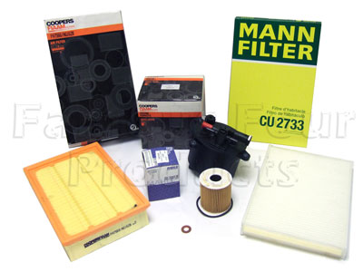 Service Filter Kit - Oil Air Fuel Pollen Filters with Drain Plug Washer - Land Rover Freelander 2 (L359) - General Service Parts