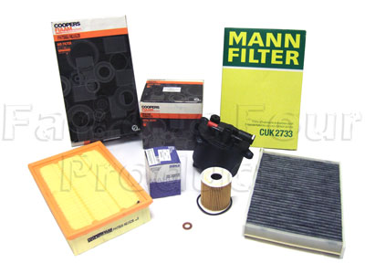 Service Filter Kit - Oil Air Fuel Pollen Filters with Drain Plug Washer - Land Rover Freelander 2 (L359) - General Service Parts