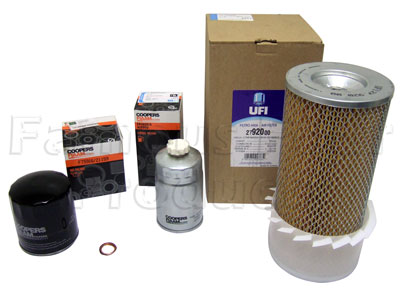 Service Filter Kit - Oil Air Fuel Filters with Drain Plug Washer - Land Rover 90/110 & Defender (L316) - General Service Parts