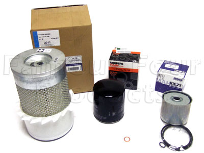 Service Filter Kit - Oil, Air & Fuel Filters with Drain Plug Washer - Land Rover 90/110 & Defender (L316) - 2.5 NA Diesel Engine