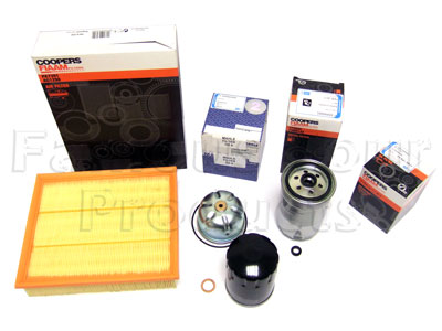 FF006571 - Service Filter Kit - Oil Air Fuel Filters with Drain Plug Washer - Land Rover 90/110 & Defender