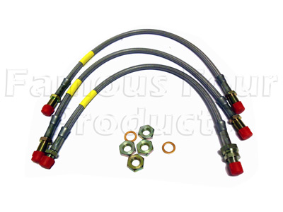 Braided Brake Hose Kit - Land Rover 90/110 & Defender (L316) - Brake Hydraulic Parts