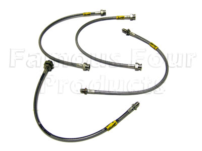 Braided Brake Hose Kit - EXTENDED - Land Rover 90/110 and Defender - Brake Hydraulic Parts