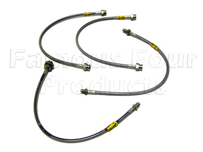 Braided Brake Hose Kit - EXTENDED - Land Rover 90/110 & Defender (L316) - Brake Hydraulic Parts