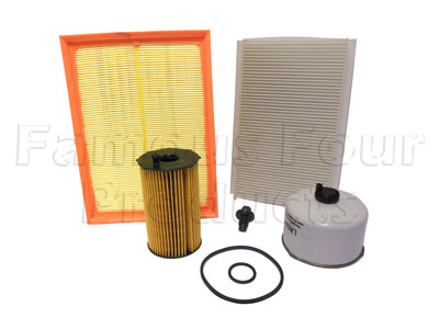 Service Filter Kit - Oil Air Fuel Pollen Filters with Drain Plug - Land Rover Discovery 3 (L319) - 2.7 TDV6 Diesel Engine