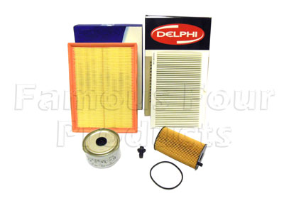 Service Filter Kit - Oil Air Fuel Pollen Filters with Drain Plug - Land Rover Discovery 3 (L319) - 2.7 TDV6 Diesel Engine