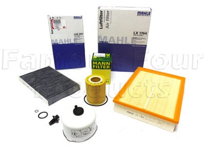 Service Filter Kit - Oil Air Fuel Pollen Filters with Drain Plug - Land Rover Discovery 4 - 3.0 TDV6 Diesel Engine