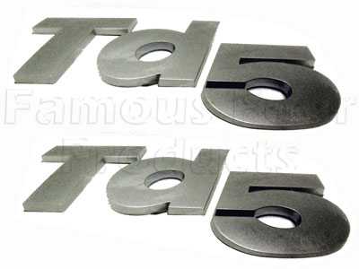 FF008634 - Badge - Td5 - Titanium Silver 3D Raised - Land Rover 90/110 & Defender