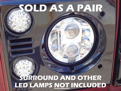 Headlamps (Pair) - LED - Classic Range Rover 1970-85 Models - Electrical