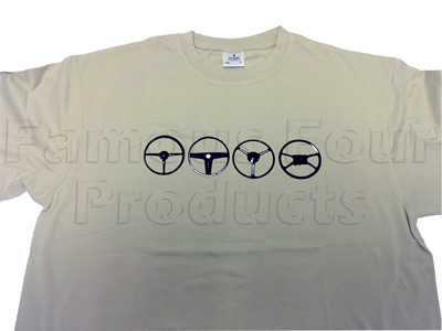 T Shirt (Beige) Steering Wheel Design - Extra Large - Range Rover Second Generation 1995-2002 Models (P38A) - Gift Ideas