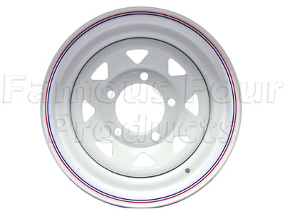 FF010265 - White 8 Spoke Steel Wheel 7x16 - Classic Range Rover 1970-85 Models