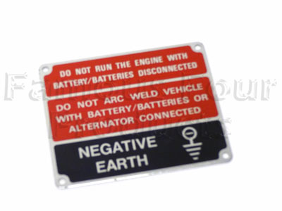 Battery Warning Label - Negative Earth - Range Rover Classic 1970-85 Models - Body