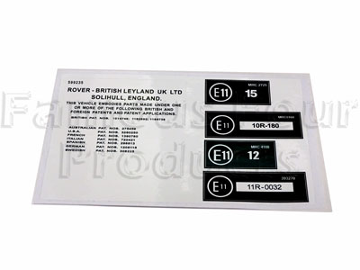 Engine Bay Bonnet Slam Panel Decal Set - Classic Range Rover 1970-85 Models - Body