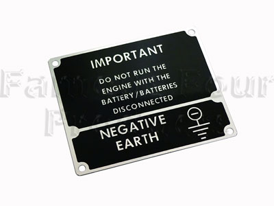 Battery Warning Label - Negative Earth - Classic Range Rover 1970-85 Models - Body