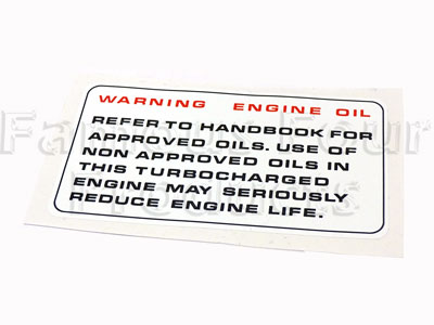 Slam Panel Decal - Warning Engine Oil - Classic Range Rover 1986-95 Models - Body