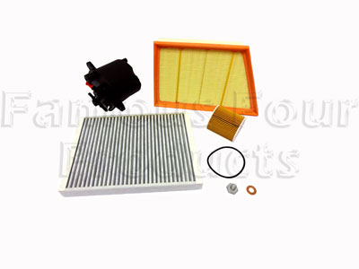 FF011116 - Service Filter Kit - Oil Air Fuel Pollen Filters with Drain Plug Washer - Range Rover Evoque 2011-2018 Models