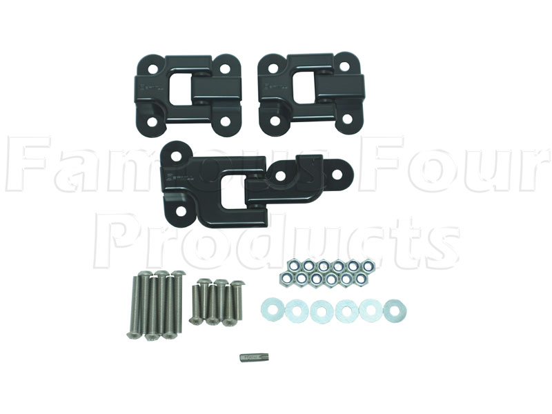 FF011958 - Rear Safari End Door Hinge Kit - CNC Anodised Aluminium Anti-Theft Hinges - Land Rover 90/110 & Defender