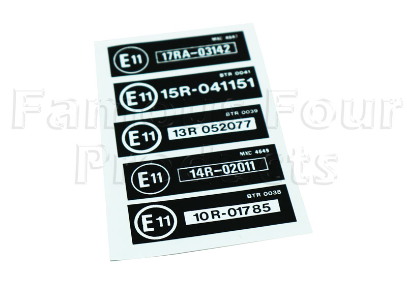 FF012128 - Slam Panel Decals - E11 Set - Classic Range Rover 1986-95 Models