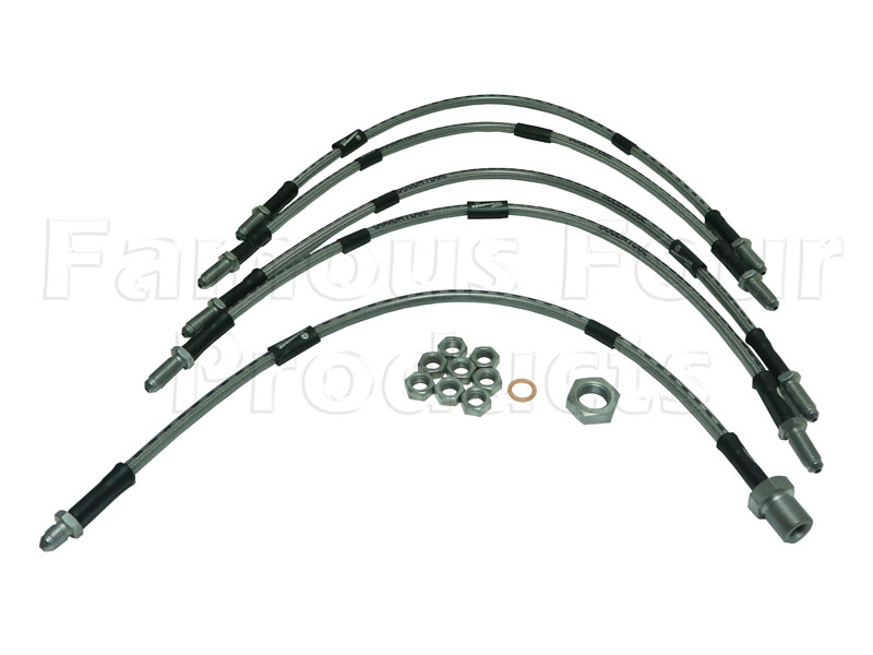 Braided Brake Flexi-Hose Kit - EXTENDED - Classic Range Rover 1970-85 Models - Brakes