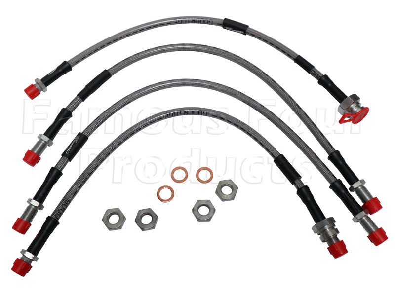 Braided Brake Hose Kit - Land Rover 90/110 & Defender (L316) - Brake Hydraulic Parts