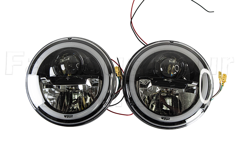 FF013551 - Headlamps (Pair) - LED with Halo - Land Rover Series IIA/III