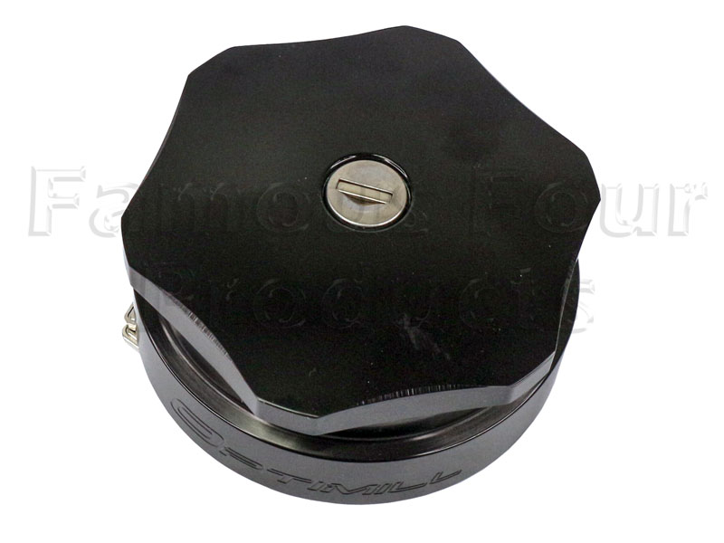 Locking Fuel Cap - Billeted Aluminium - Black - Land Rover 90/110 & Defender (L316) - Exterior Accessories