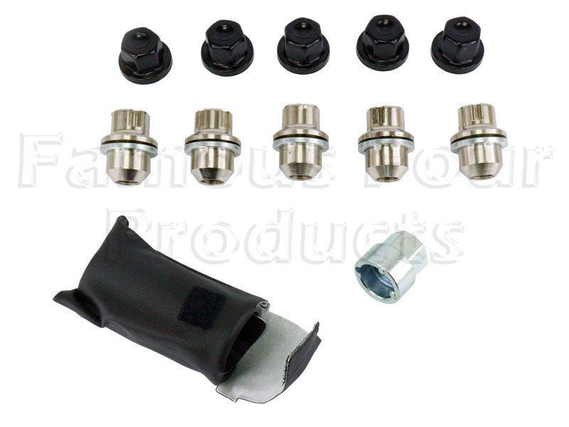 Locking Wheel Nut Kit for 5 Alloy Wheels with Black Covers - Land Rover Discovery 1989-94 - Propshafts & Axles
