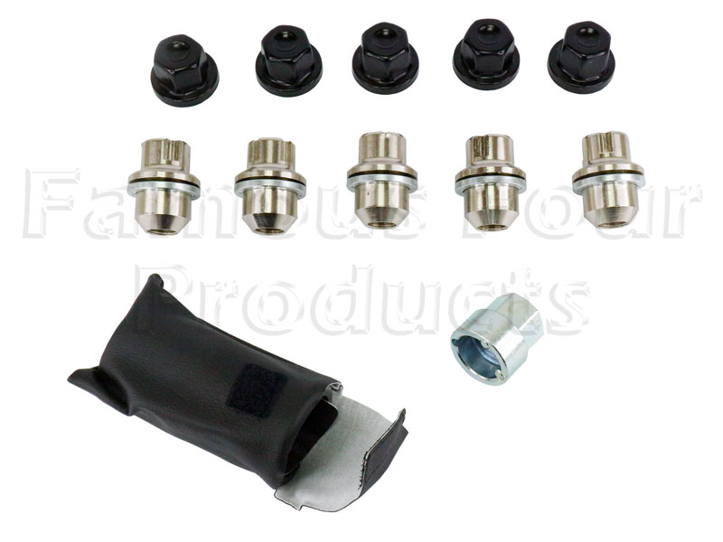 FF014677 - Locking Wheel Nut Kit for 5 Alloy Wheels with Black Covers - Land Rover Discovery 1989-94