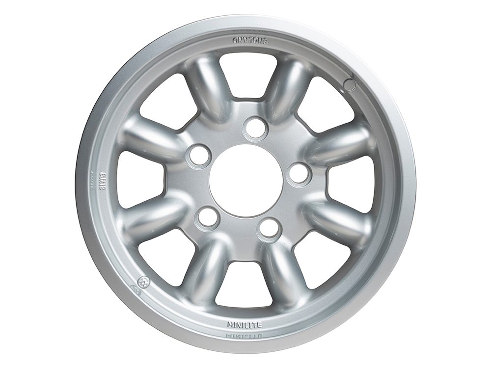 Minilite Alloy Wheel - 8 x 18 - Silver - Land Rover Series IIA/III - Tyres, Wheels and Wheel Nuts