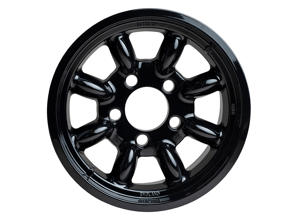 Minilite Alloy Wheel - 8 x 18 - Black - Land Rover Series IIA/III - Tyres, Wheels and Wheel Nuts