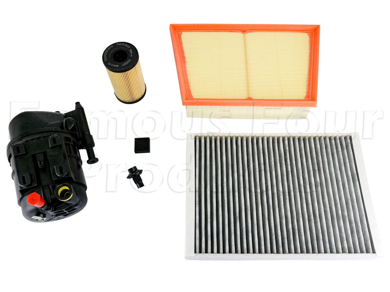 Service Filter Kit - Oil Air Fuel Pollen Filters with Drain Plug and Washer - Land Rover Discovery Sport (L550) - General Service Parts