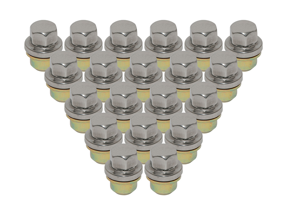 Wheel Nuts for Alloy Wheels - Stainless Capped - Set of 20 Nuts - Classic Range Rover 1986-95 Models - Accessories