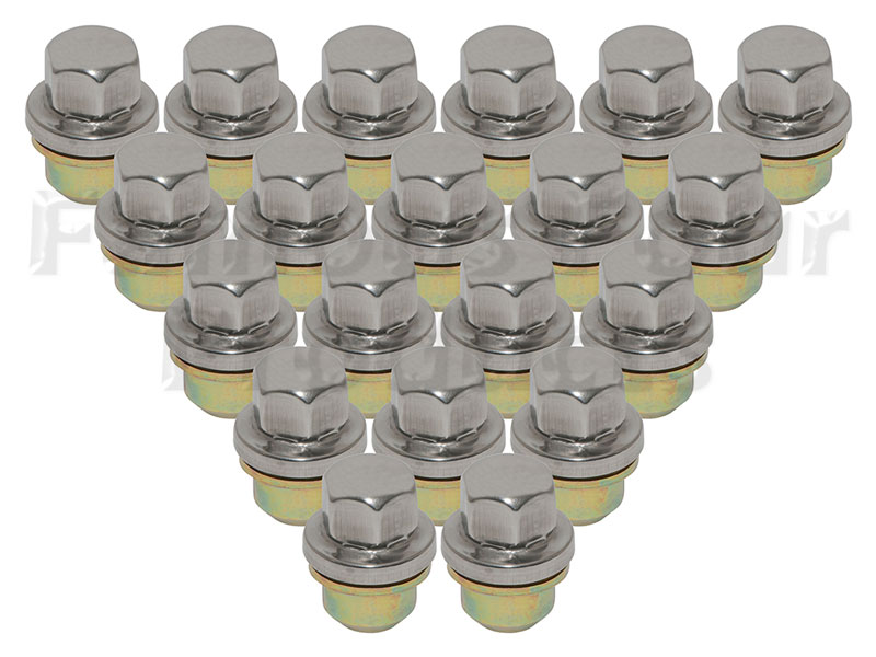 FF015660 - Wheel Nuts for Alloy Wheels - Stainless Capped - Set of 20 Nuts - Classic Range Rover 1970-85 Models