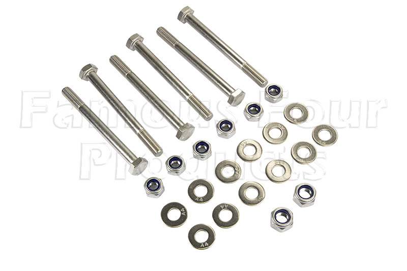 Nut & Bolt Kit - Rear Shock Absorber Top Mounts - Stainless Steel - Land Rover 90/110 & Defender (L316) - Suspension Parts