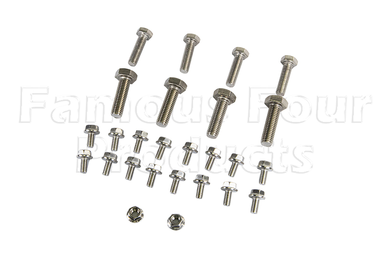 Nut & Bolt Kit - Front Axle Swivel Seal Retainers & Brake Disc Shields - Stainless Steel - Classic Range Rover 1986-95 Models - Propshafts & Axles