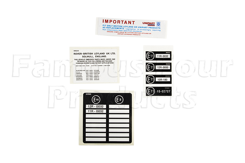 Engine Bay Bonnet Slam Panel Decal Set - Classic Range Rover 1970-85 Models - Body