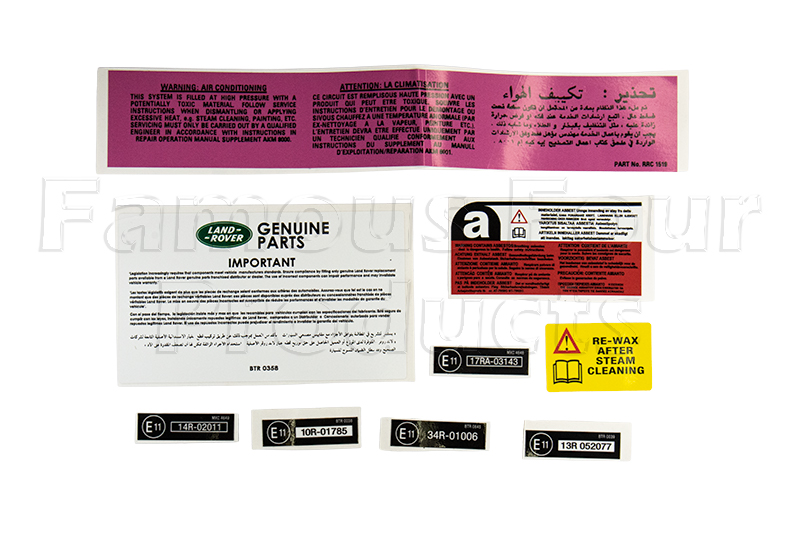 Engine Bay Bonnet Slam Panel Decal Set - Classic Range Rover 1986-95 Models - Body