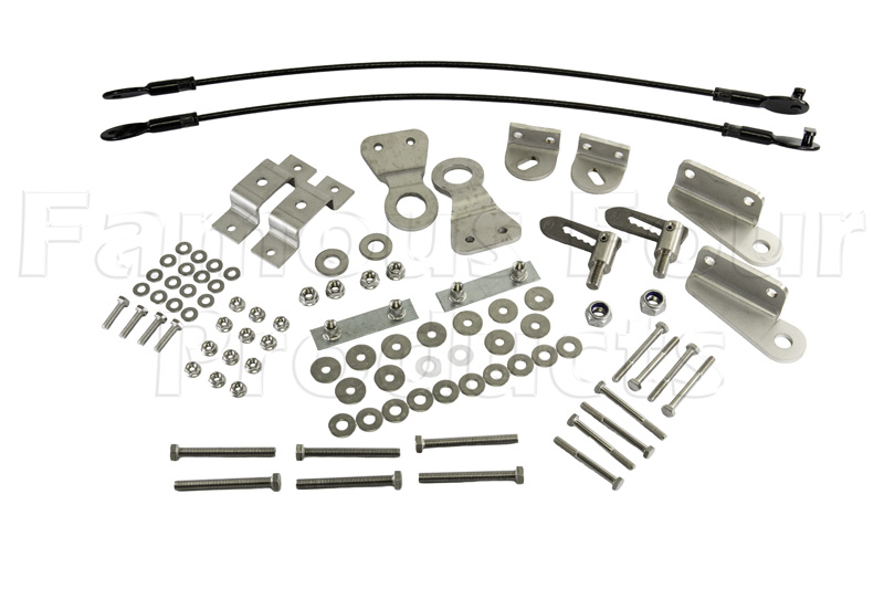 Brackets and Fitting Kit - Stainless Steel - for Drop Down Rear Tailgate - Land Rover 90/110 & Defender (L316) - Body